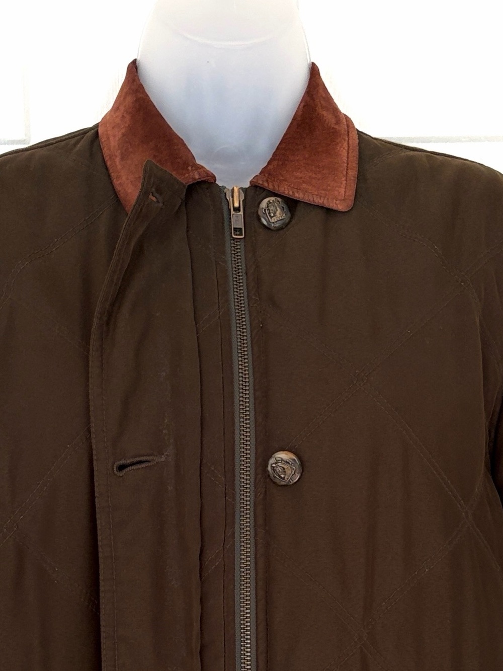 Vintage Lauren Ralph Lauren Barn Jacket Quilted Field Coat Olive Green Small - Picture 7 of 16